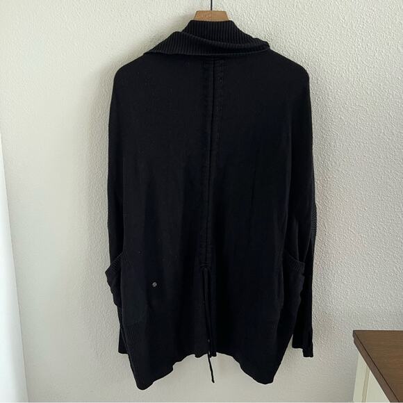 Lululemon Transformation Wrap Black Cozy Longline Sweater Cinched Back FLAWED 4 - Picture 5 of 10